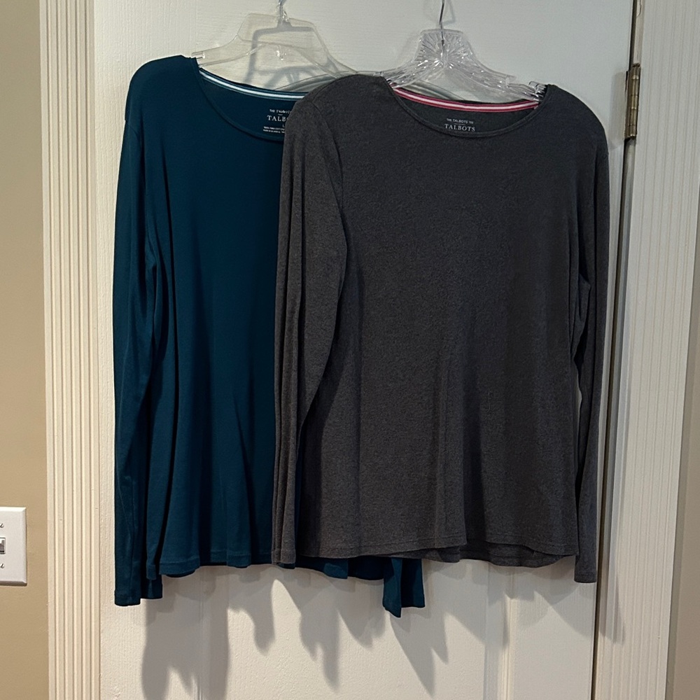 Talbots Women's Teal and Gray Long Sleeve Blouses